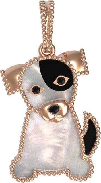 Подвеска из красного золота 585 пробы c эмалью, ониксом и перламутром