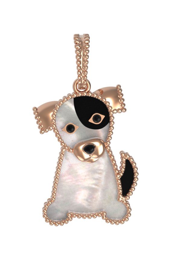 Подвеска из золота c эмалью, ониксом и перламутром