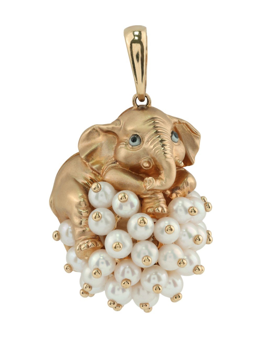 Подвеска из золота c эмалью и жемчугом