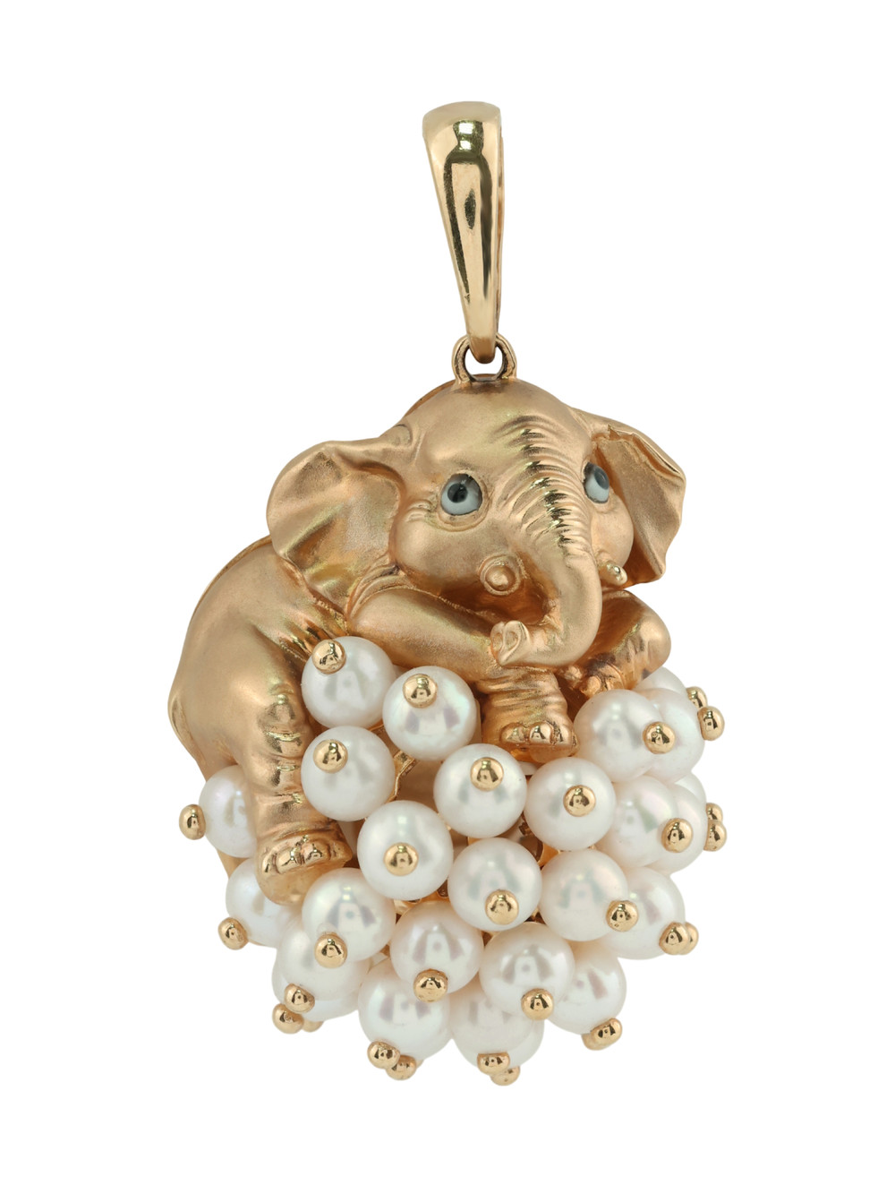 Подвеска из красного золота 585 пробы c эмалью и жемчугом