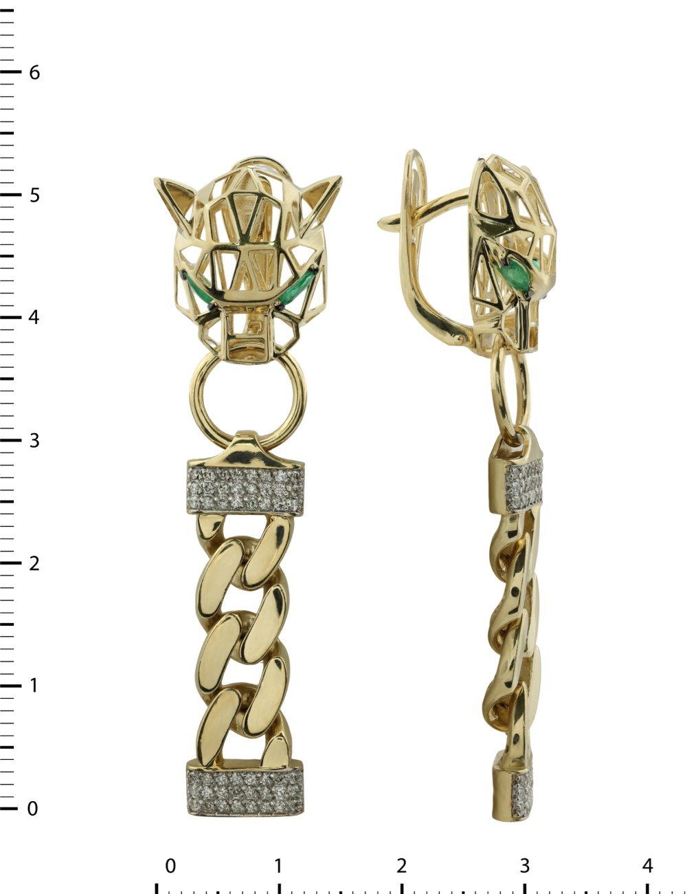 Серьги из лимонного золота c бриллиантами и изумрудом