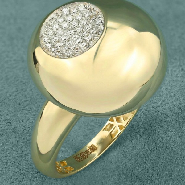 Кольцо из лимонного золота 585 пробы c бриллиантами