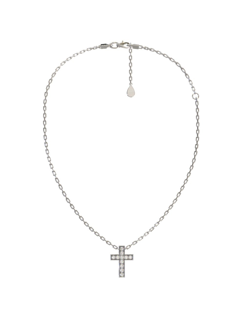 Крест из белого золота c бриллиантами