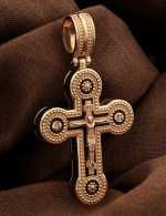 Крест из золота c эбеновым деревом