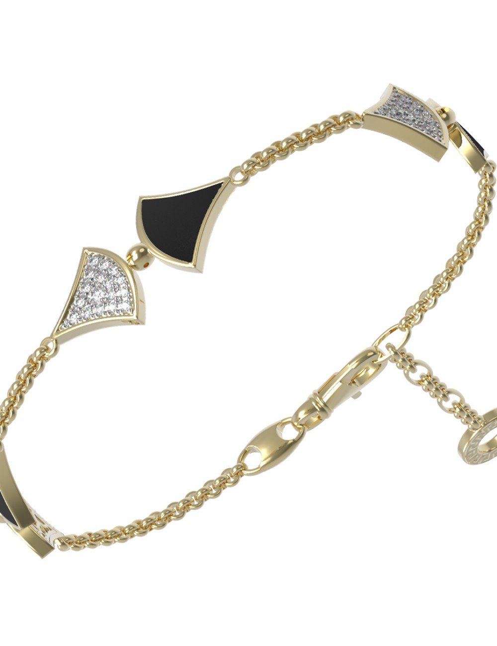 Браслет из лимонного золота c бриллиантами и ониксом