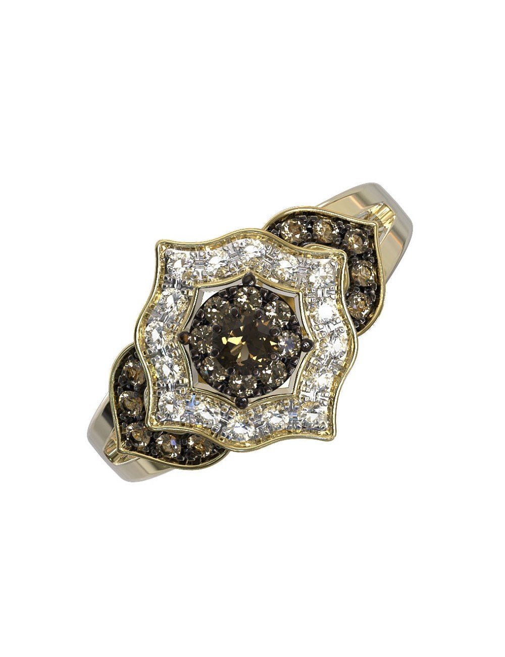 Кольцо из лимонного золота c бриллиантами