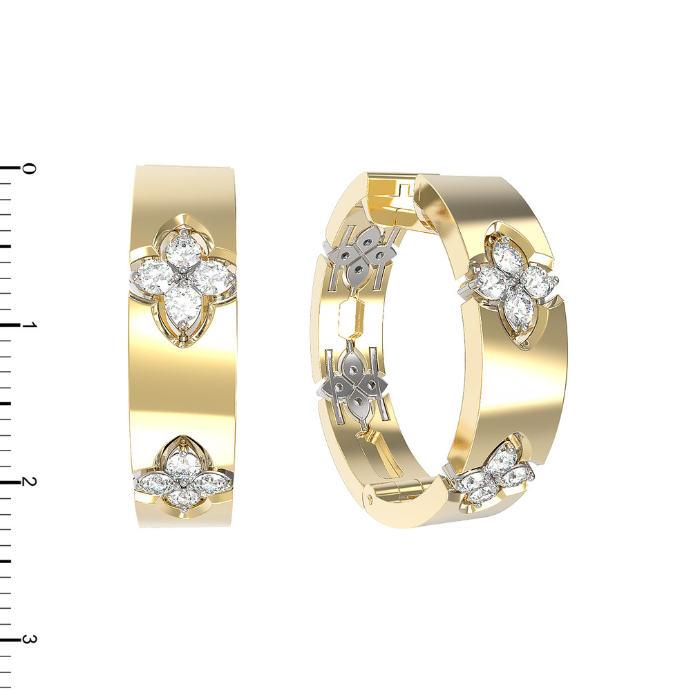 Серьги из лимонного золота 585 пробы c бриллиантами