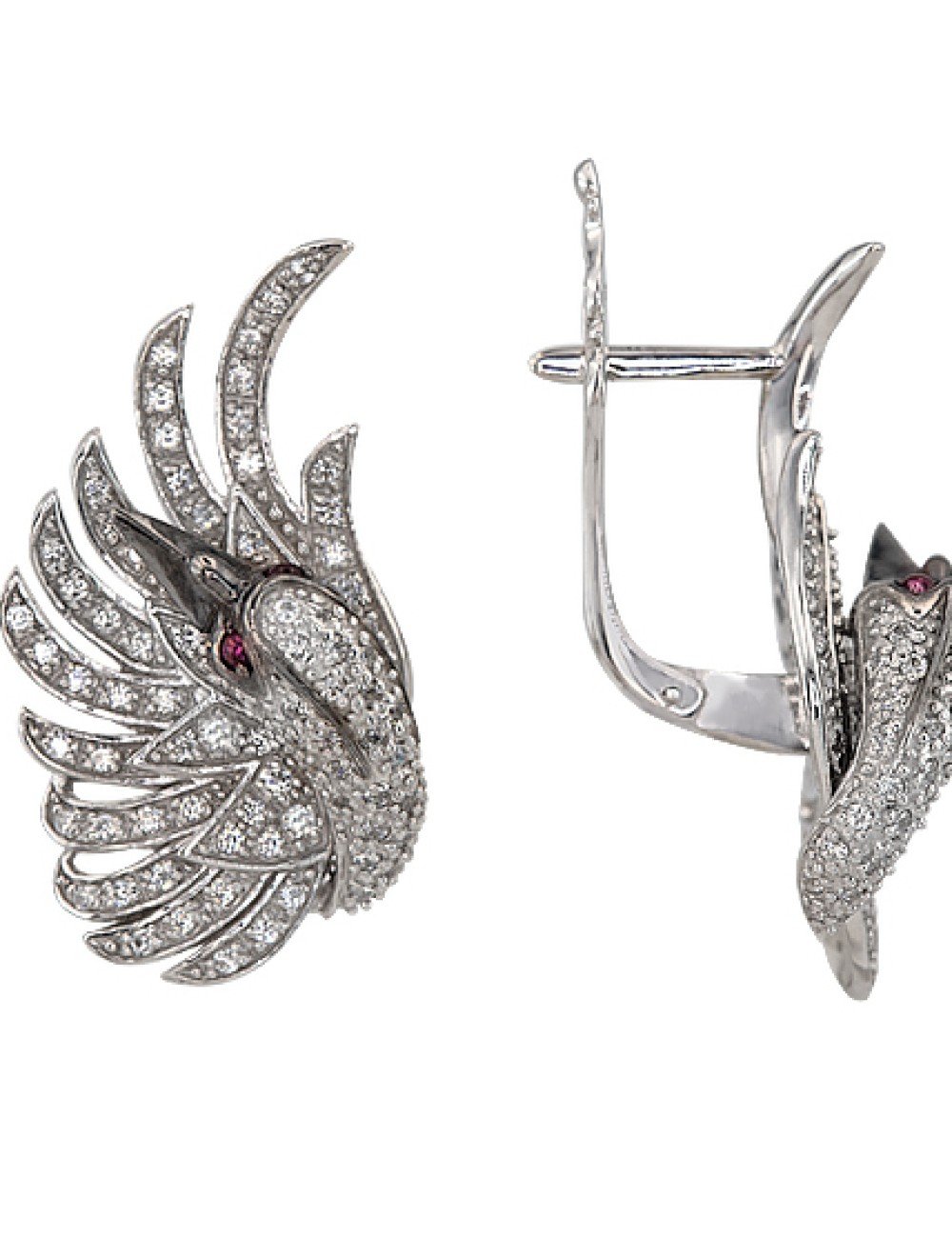 Серьги из белого золота c фианитом