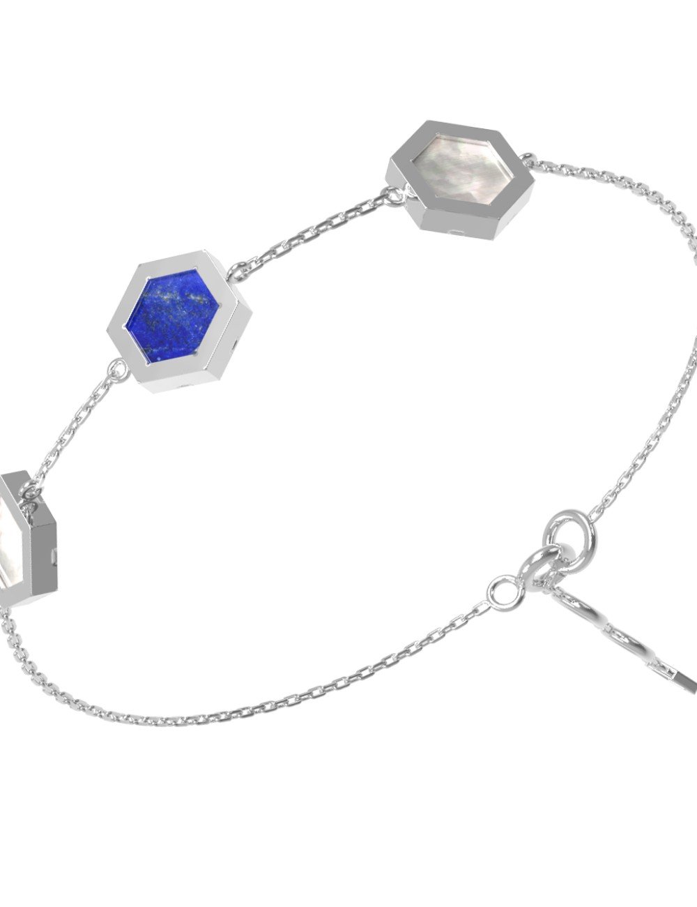 Браслет из белого золота c лазуритом и перламутром