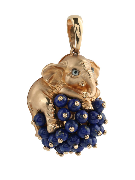 Подвеска из красного золота 585 пробы c эмалью и лазуритом
