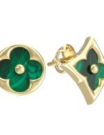 Серьги из лимонного золота c малахитом