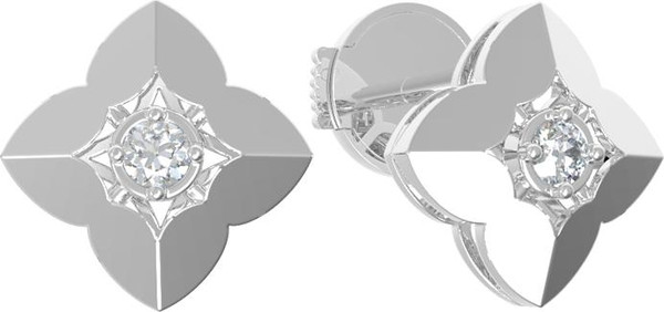 Серьги из белого золота 585 пробы c бриллиантами