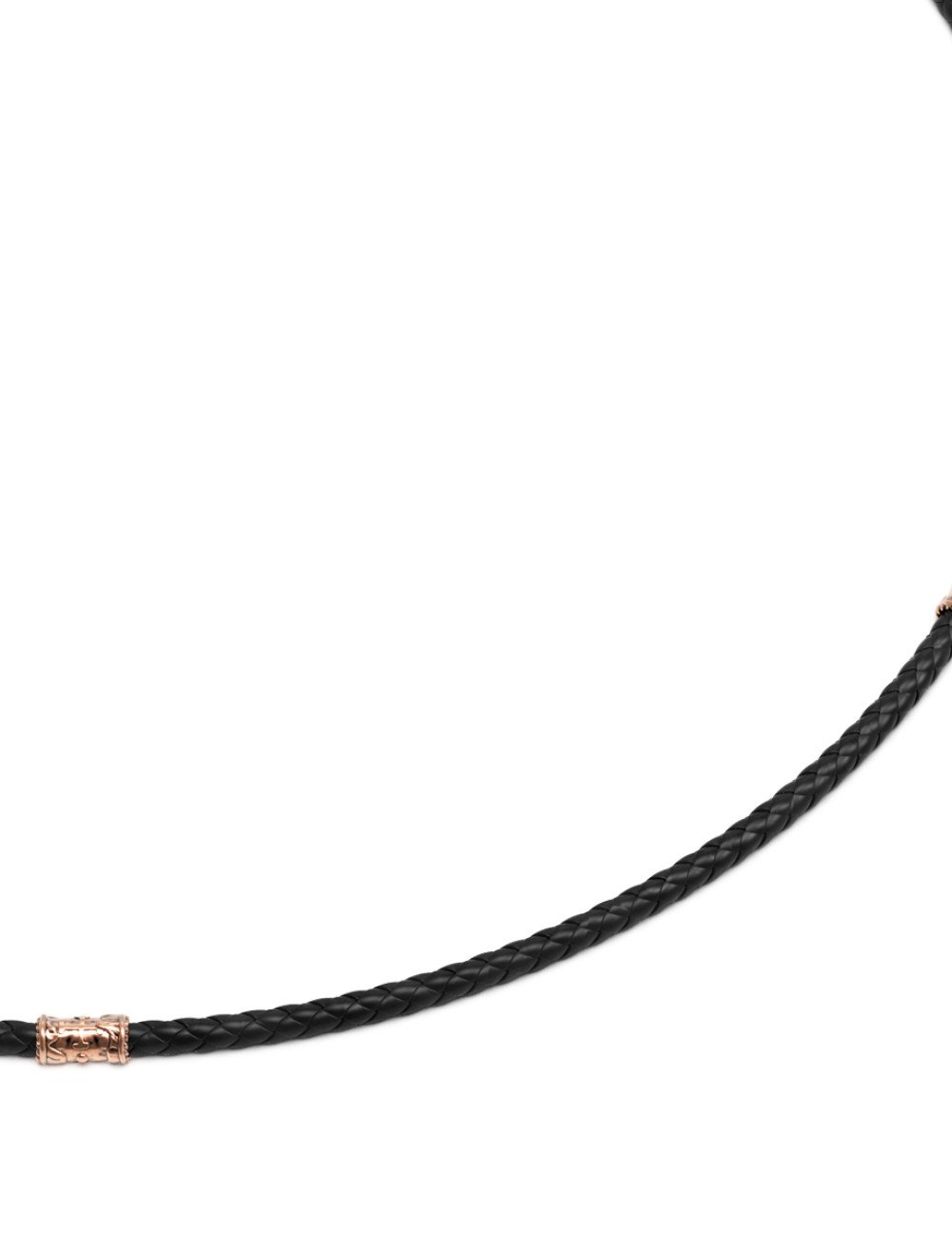 Гайтан из золота c кожаным шнурком