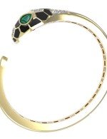 Браслет из лимонного золота c бриллиантами, рубином, ониксом, малахитом и перламутром