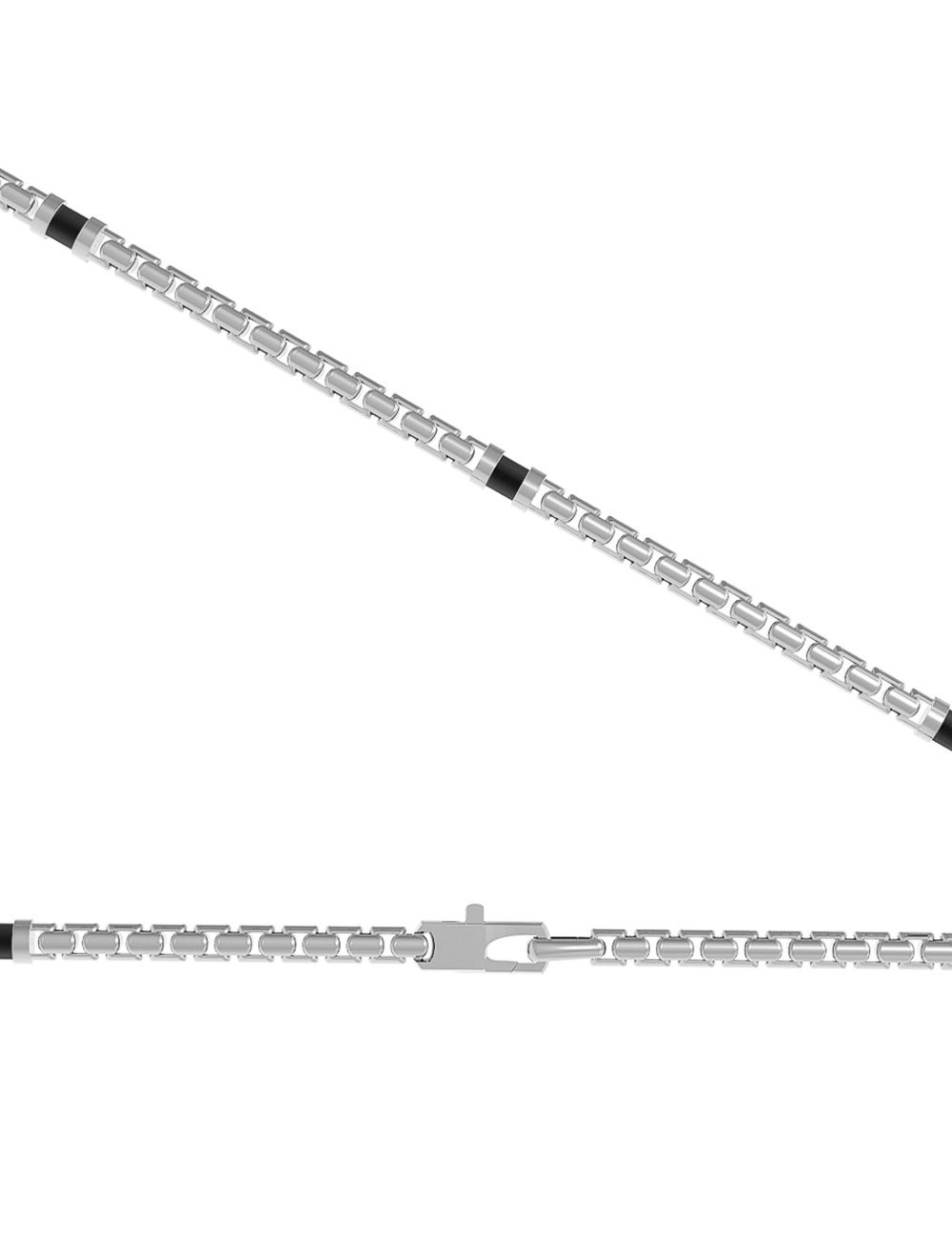 Цепь из белого золота c ониксом