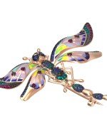 Брошь из золота c фианитом, рубином, сапфиром и эмалью