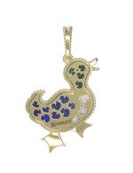 Подвеска из лимонного золота c эмалью, лазуритом, малахитом и перламутром