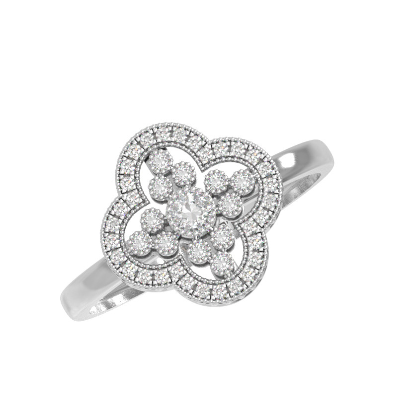 Кольцо из белого золота 585 пробы c бриллиантами