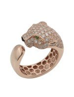 Кольцо из розового золота c бриллиантами, изумрудом и ониксом