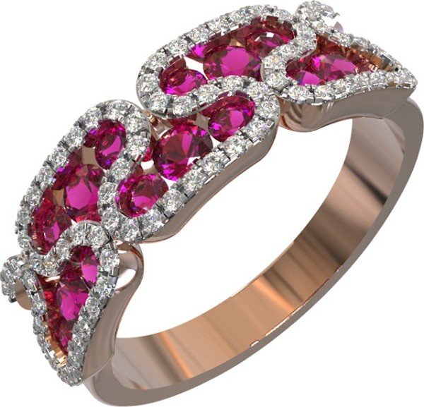 Кольцо из золота c бриллиантами и рубином