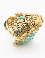 Кольцо из лимонного золота c эмалью и бирюзой