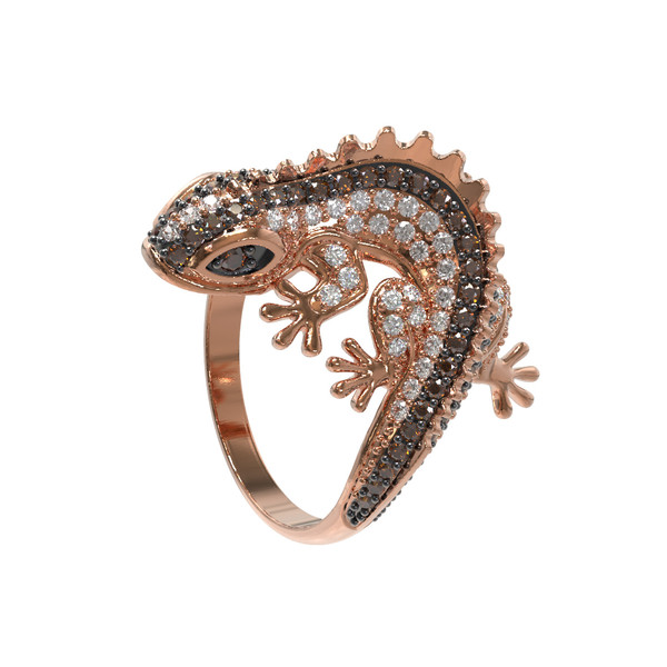 Кольцо из красного золота 585 пробы c фианитом