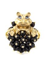 Кольцо из лимонного золота c эмалью и ониксом