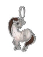 Подвеска из белого золота c эмалью, тигровым глазом и перламутром