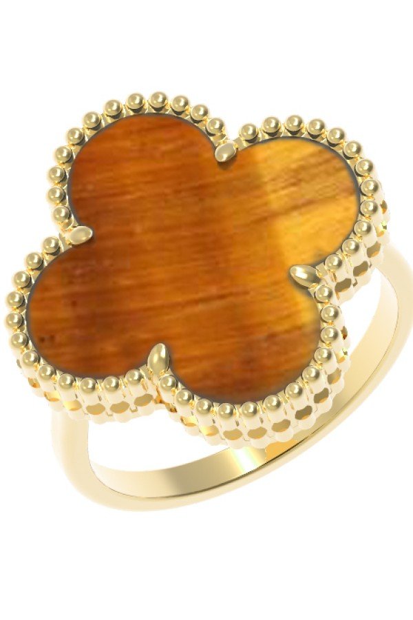 Кольцо из лимонного золота c тигровым глазом