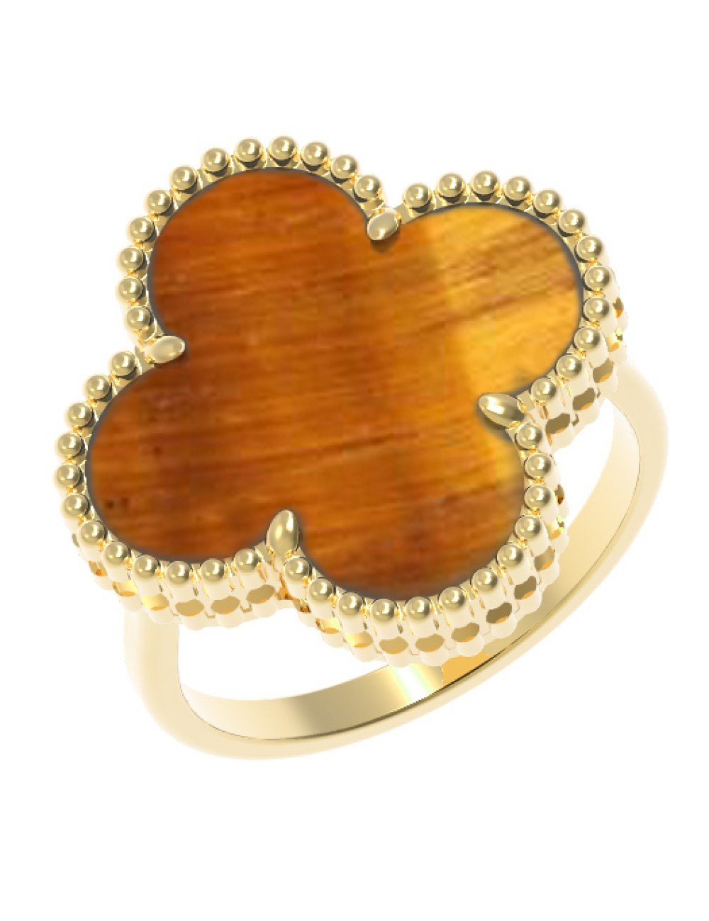 Кольцо из лимонного золота c тигровым глазом