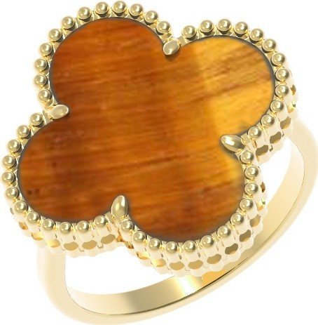 Кольцо из лимонного золота c тигровым глазом