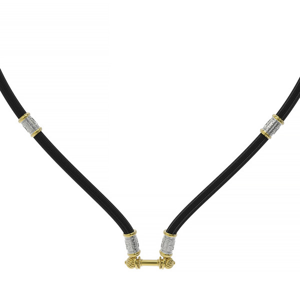 Цепь-шнурок шелк из лимонного золота 585 пробы c шёлковым шнурком