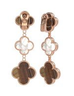 Серьги из золота c тигровым глазом и перламутром