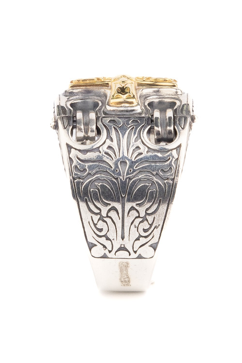 Кольцо из серебра 925 пробы и золота 750 пробы c рубином