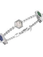 Браслет из белого золота c лазуритом, малахитом и перламутром