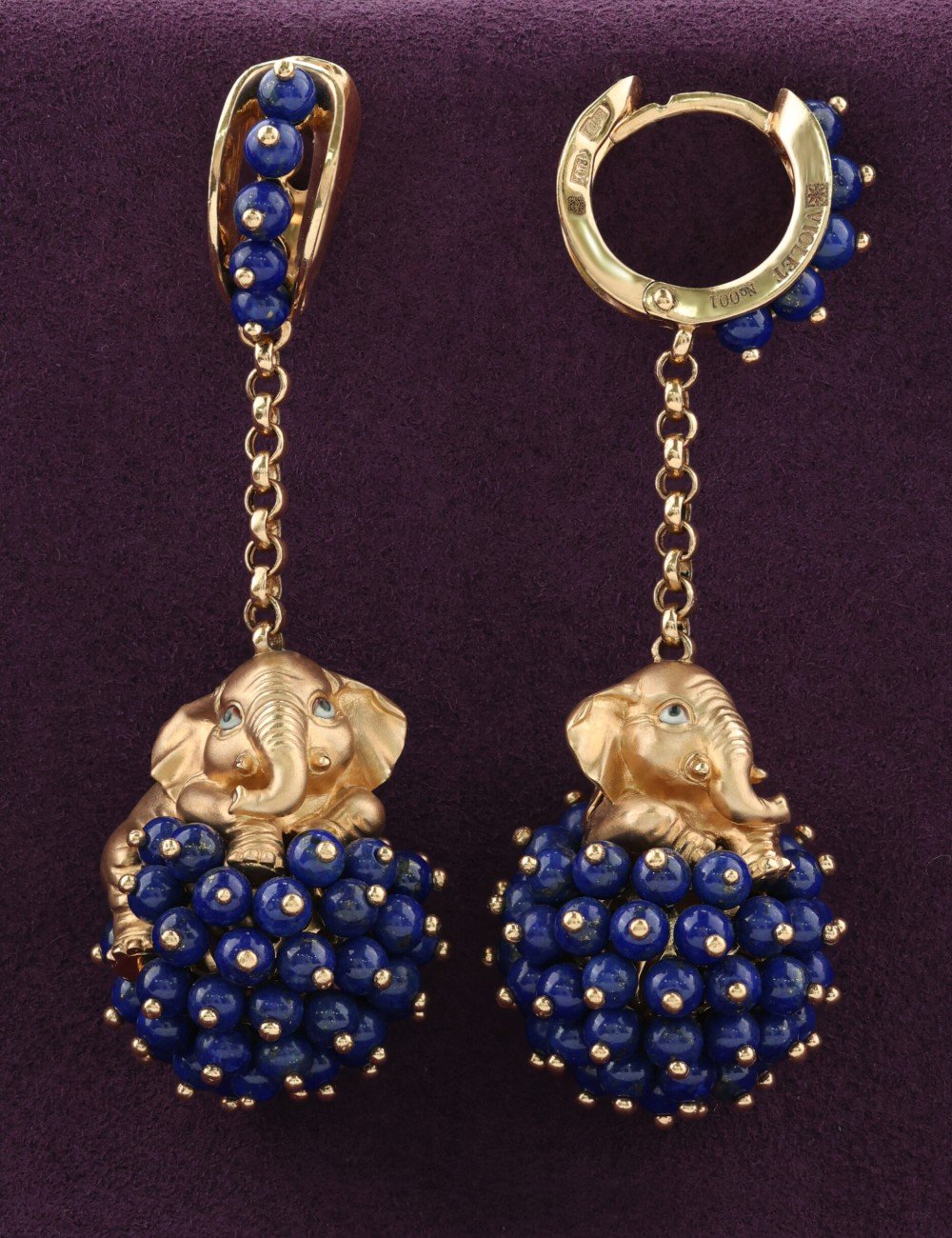 Серьги из золота c эмалью и лазуритом