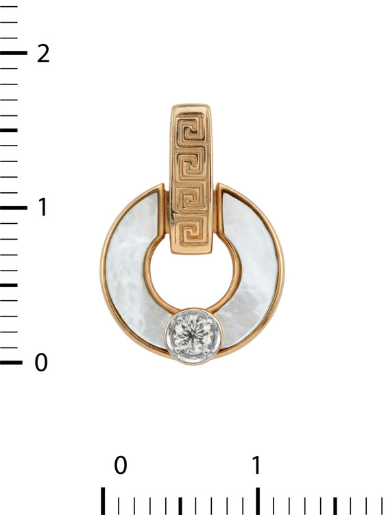 Подвеска из красного золота 585 пробы c бриллиантами и перламутром