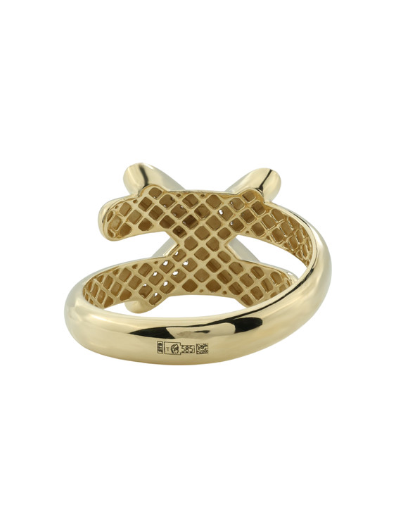 Кольцо из лимонного золота 585 пробы c бриллиантами