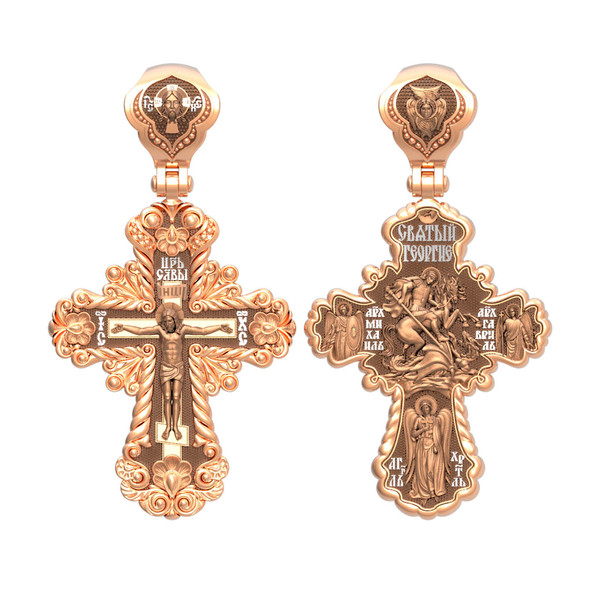 Крест из красного золота 585 пробы