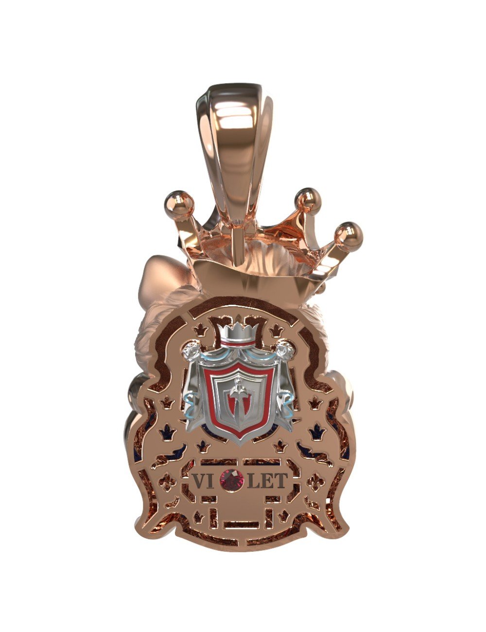 Подвеска из золота c эмалью, бриллиантами и рубином