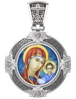 Образок из белого золота c эмалью и иконописью