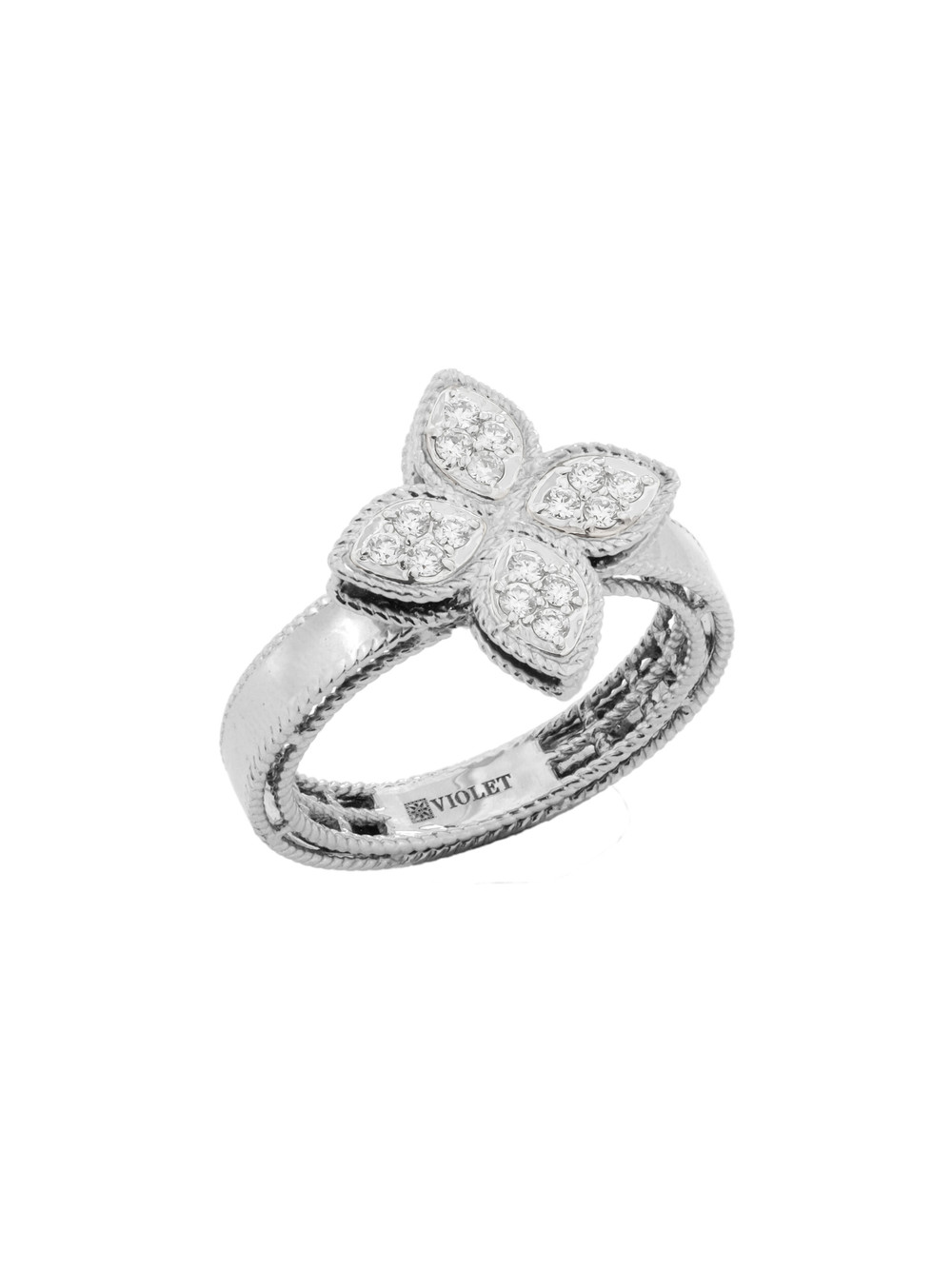 Кольцо из белого золота 585 пробы c бриллиантами