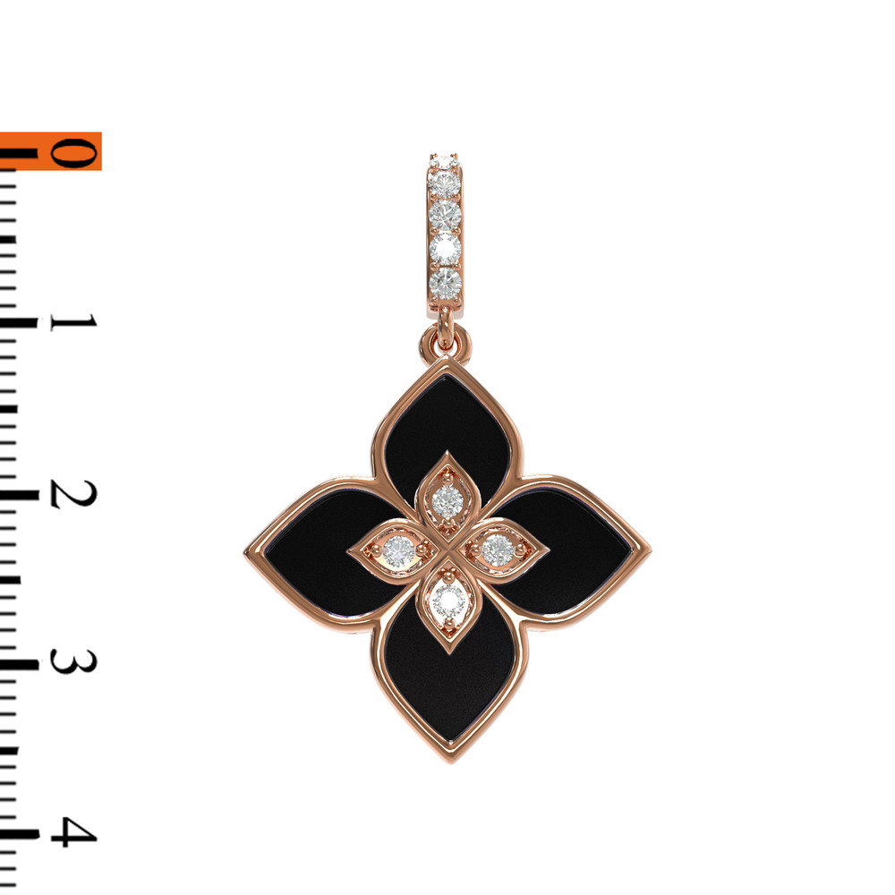 Подвеска из красного золота 585 пробы c бриллиантами и ониксом