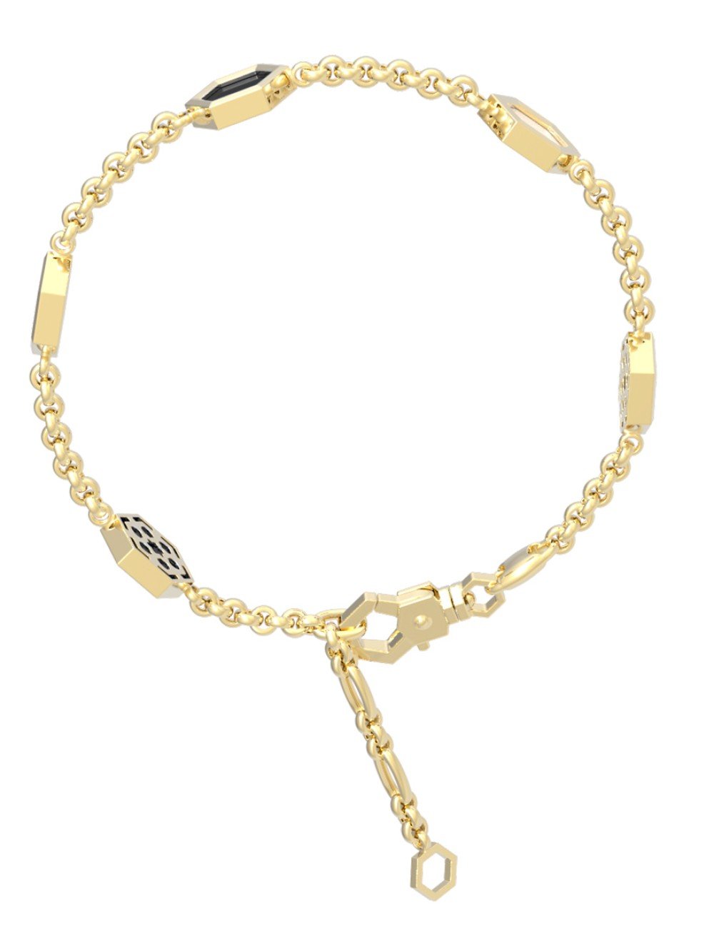 Браслет из лимонного золота c ониксом и перламутром