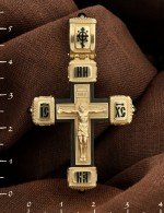 Крест из лимонного золота c эмалью, ониксом и эбеновым деревом