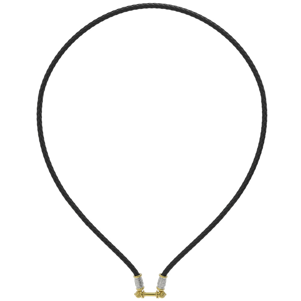 Цепь-шнурок кожа из лимонного золота 585 пробы c кожаным шнурком