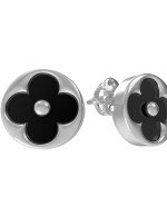 Серьги из белого золота c ониксом