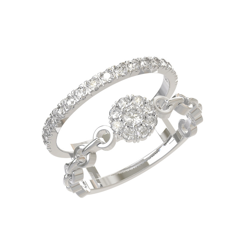 Кольцо из белого золота 585 пробы c бриллиантами