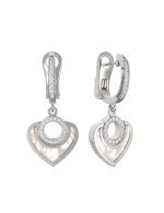 Серьги из белого золота c бриллиантами и перламутром