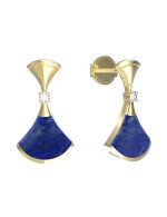Серьги из лимонного золота c бриллиантами и лазуритом